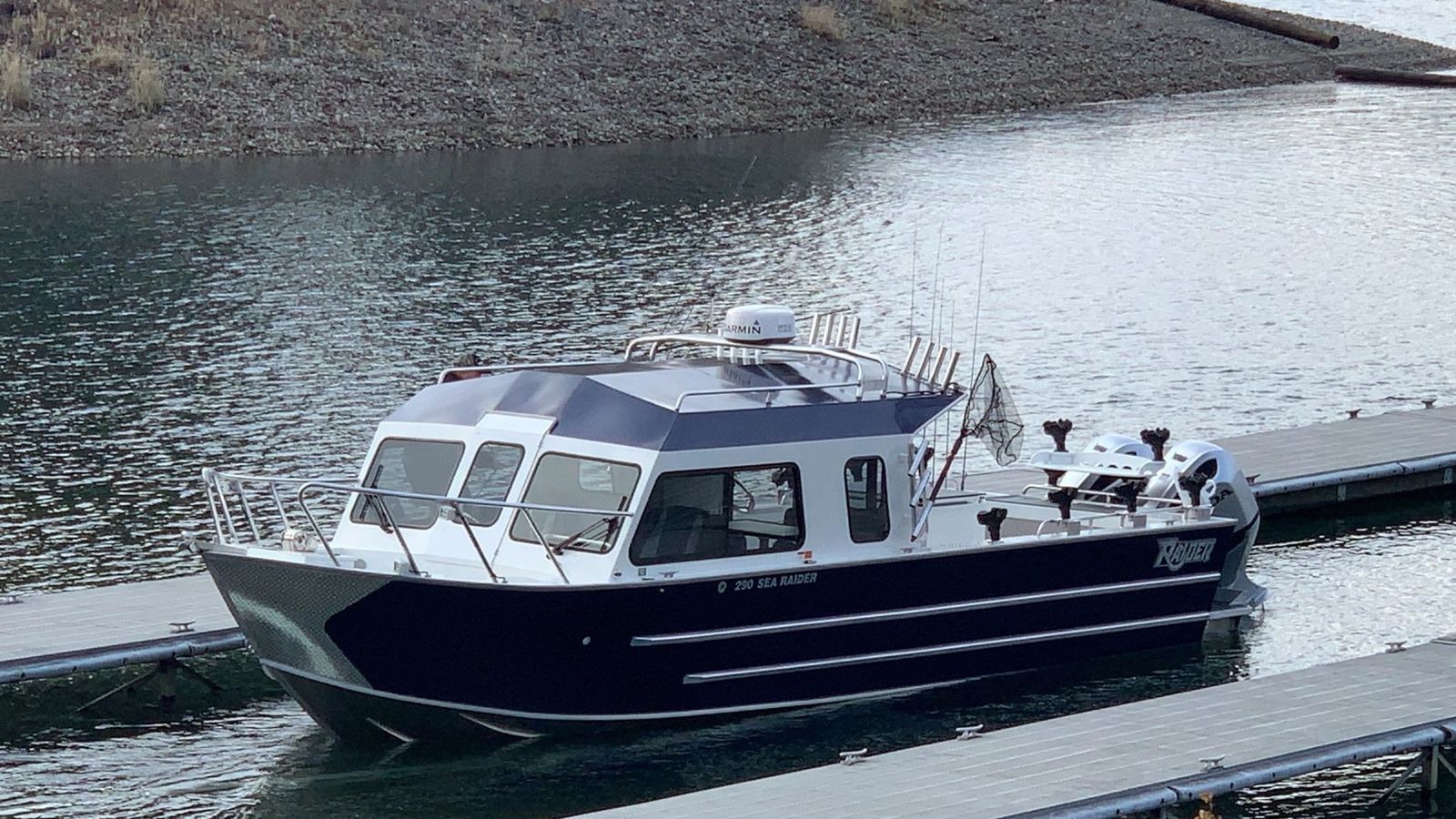 The Fish Invader Sea Raider under way in the Bay
